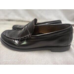 BASS Mens Size 8.5 M Black Leather Slip On Penny Loafer Dress Shoes